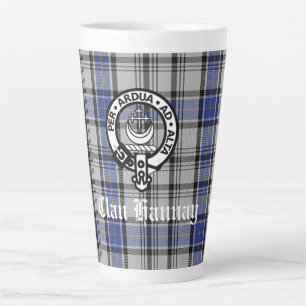 Scottish Clan Hannay Crest Badge and Tartan Custom Latte Mug