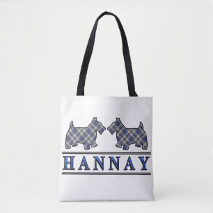 Scottish Clan Hannay Scottie Dogs Tartan Plaid Tote Bag