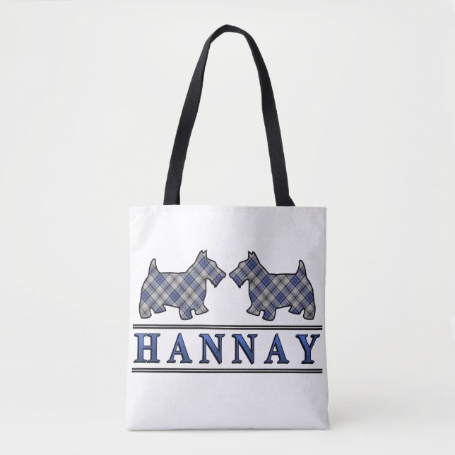 Scottish Clan Hannay Scottie Dogs Tartan Plaid Tote Bag (Front)