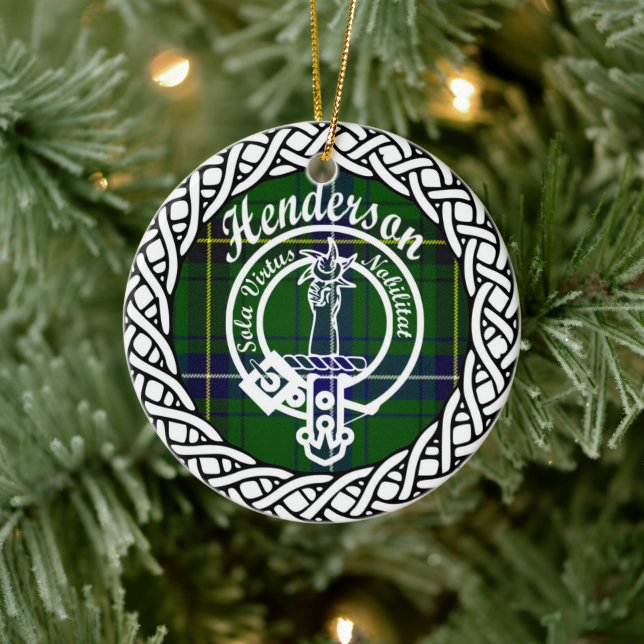 Scottish Clan Henderson Tartan and Crest Ceramic Ornament (Tree)