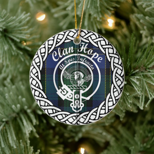 Scottish Clan Hope Tartan and Crest Ceramic Ornament (Tree)