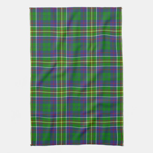 Scottish Clan Hunter Tartan Plaid Tea Towel (Vertical)