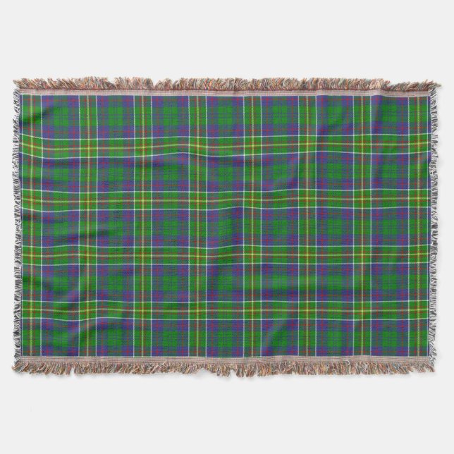 Scottish Clan Hunter Tartan Plaid Throw Blanket (Front)