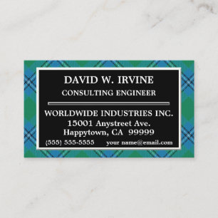 Scottish Clan Irvine Irwin Tartan Plaid Business Card