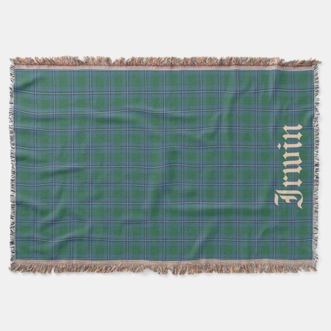 Scottish Clan Irwin Tartan with name 2 Throw Blanket (Front)