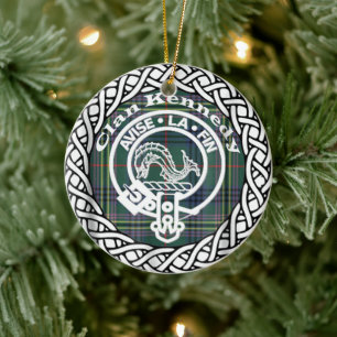 Scottish Clan Kennedy Tartan and Crest Ceramic Ornament