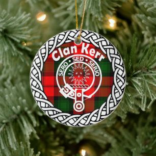 Scottish Clan Kerr Tartan and Crest Ceramic Ornament