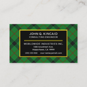 Scottish Clan Kincaid Tartan Plaid Business Card