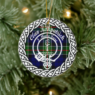Scottish Clan Kirkpatrick Tartan and Crest Ceramic Ornament