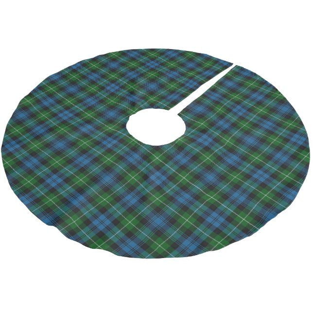 Scottish Clan Lamont Blue Green Tartan Brushed Polyester Tree Skirt (Angled)