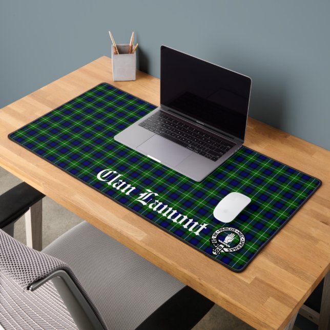 Scottish Clan Lamont Crest Badge and Tartan Desk Mat (Office 2)