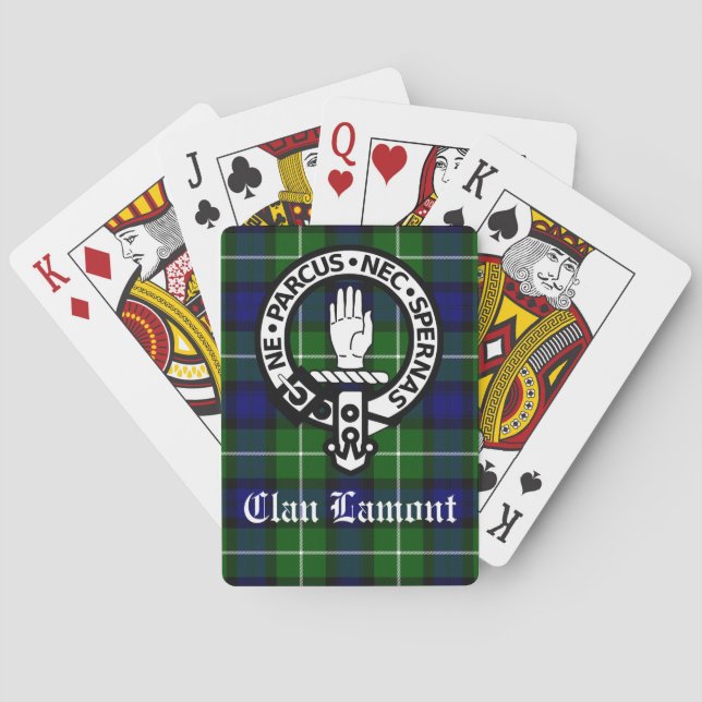 Scottish Clan Lamont Crest Badge and Tartan Playing Cards (Back)