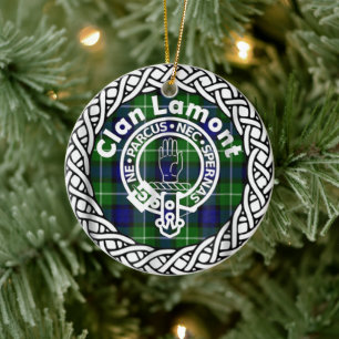 Scottish Clan Lamont Tartan and Crest Ceramic Ornament