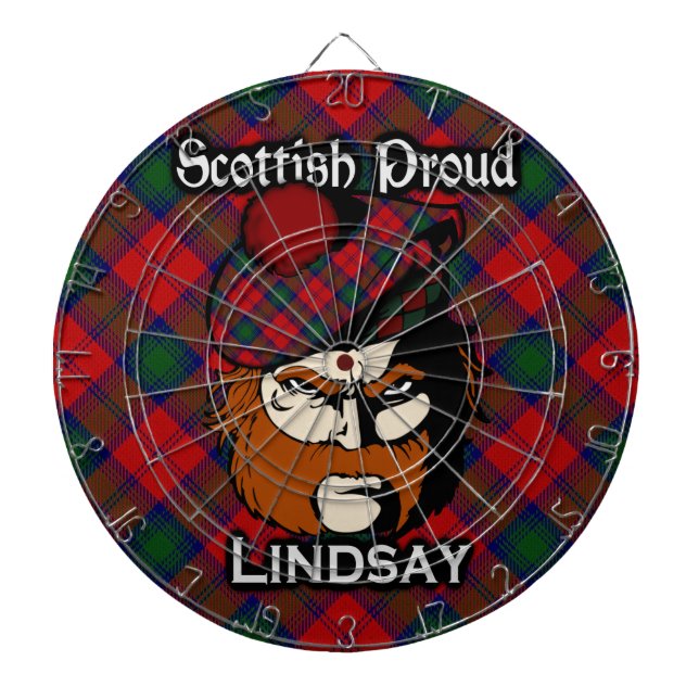 Scottish Clan Lindsay Tartan Dartboard (Front)
