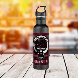 Scottish Clan Little Crest Badge and Tartan Custom 710 Ml Water Bottle