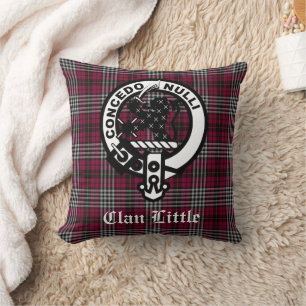 Scottish Clan Little Crest Badge and Tartan Custom Cushion
