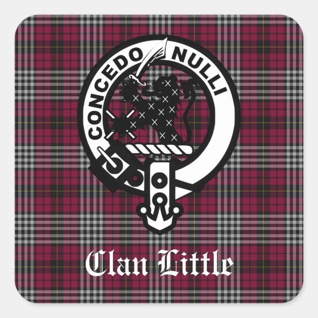 Scottish Clan Little Crest Badge and Tartan Custom Square Sticker (Front)