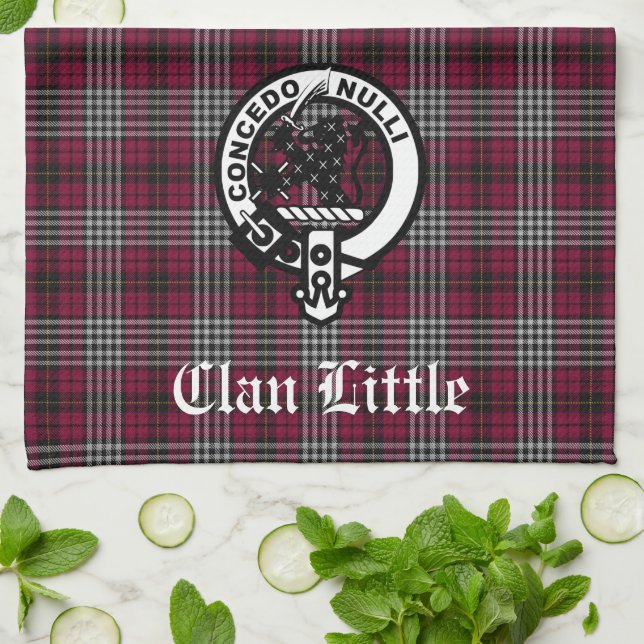 Scottish Clan Little Crest Badge and Tartan Custom Tea Towel (Folded)
