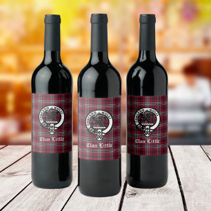 Scottish Clan Little Crest Badge and Tartan Custom Wine Label