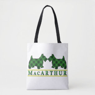 Scottish Clan MacArthur Scottie Dogs Tartan Plaid Tote Bag