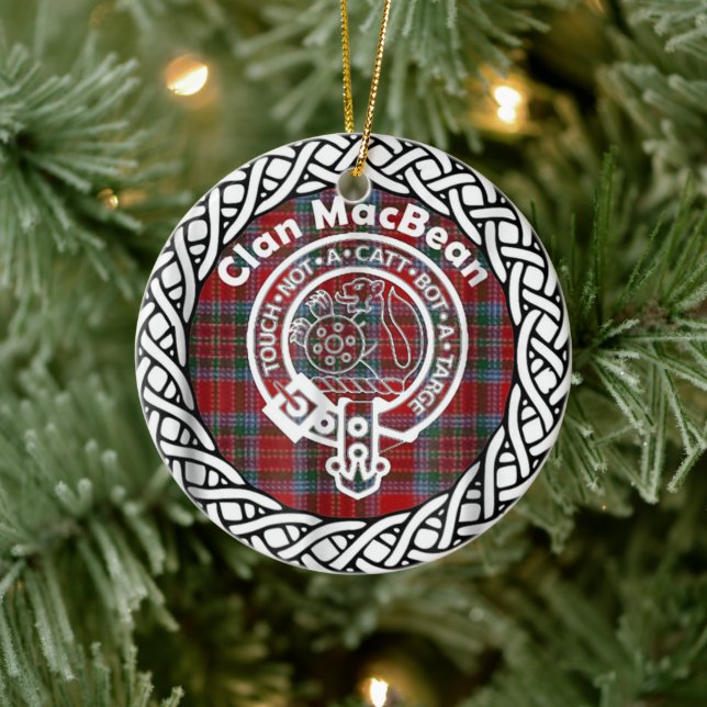 Scottish Clan MacBean Tartan and Crest Ceramic Ornament (Tree)