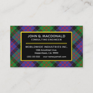 Scottish Clan MacDonald Donald Tartan Plaid Business Card