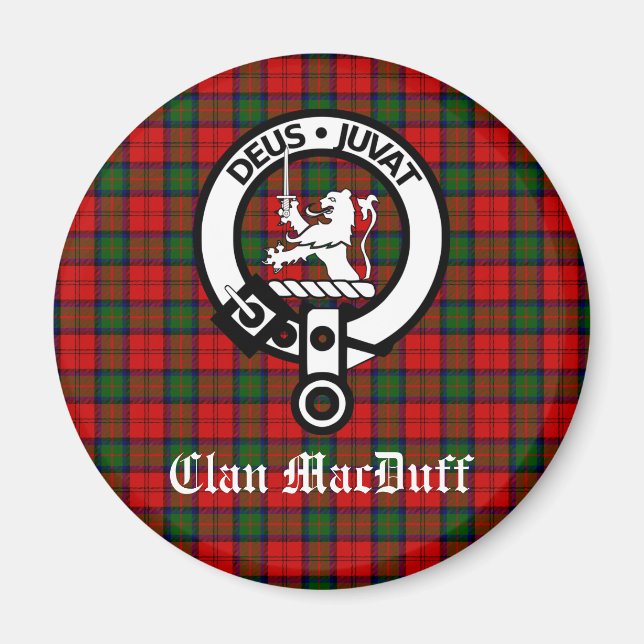Scottish Clan MacDuff Tartan and Crest Badge  Magnet (Front)