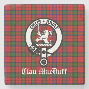 Scottish Clan MacDuff Tartan and Crest Badge  Stone Coaster