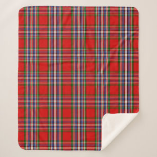 Scottish Clan MacFarlane Red Tartan Plaid Sherpa Blanket