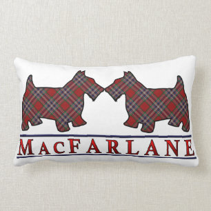 Scottish Clan MacFarlane Tartan Scottie Dogs Lumbar Cushion