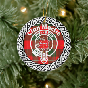Scottish Clan Macfie Tartan and Crest Ceramic Ornament