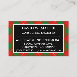 Scottish Clan MacFie Tartan Plaid Business Card