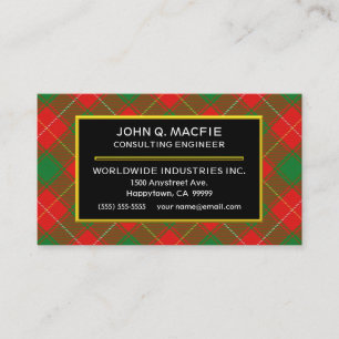 Scottish Clan MacFie Tartan Plaid Business Card