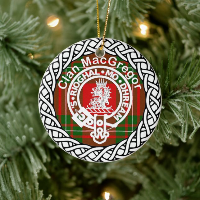 Scottish Clan MacGregor Tartan and Crest Ceramic Ornament (Tree)