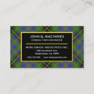 Scottish Clan MacInnes Tartan Plaid Business Card