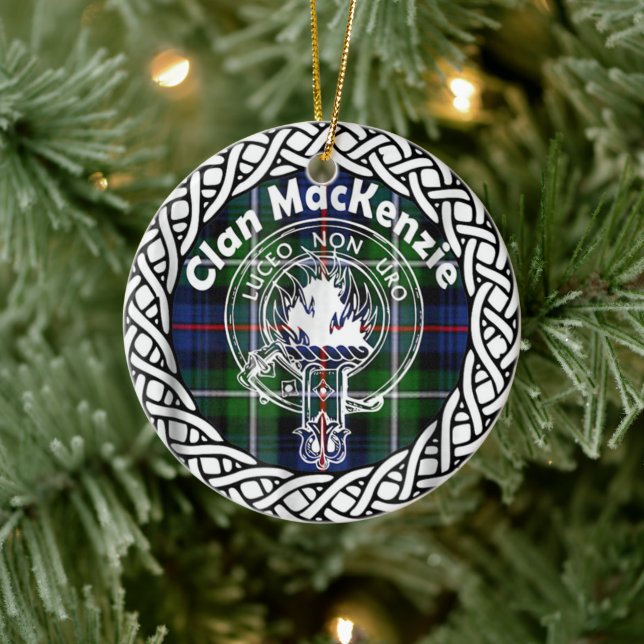 Scottish Clan MacKenzie Tartan and Crest Ceramic Ornament (Tree)