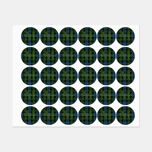 Scottish Clan MacKenzie Tartan Gold Name-Initial (Sheet)