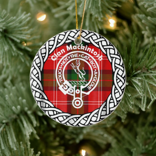 Scottish Clan Mackintosh Tartan and Crest Ceramic Ornament (Tree)