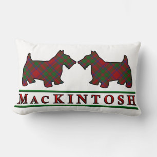 Scottish Clan MacKintosh Tartan Scottie Dogs Lumbar Cushion