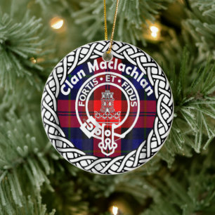Scottish Clan Maclachlan Tartan and Crest Ceramic Ornament