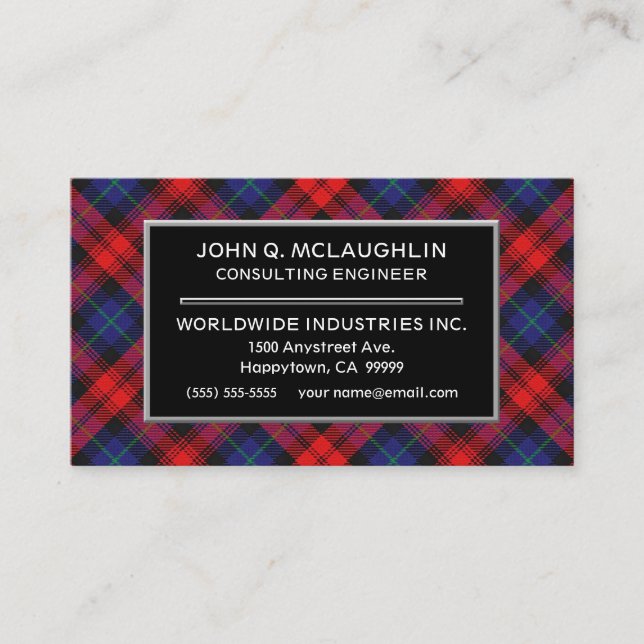 Scottish Clan MacLachlan Tartan Plaid Business Card (Front)