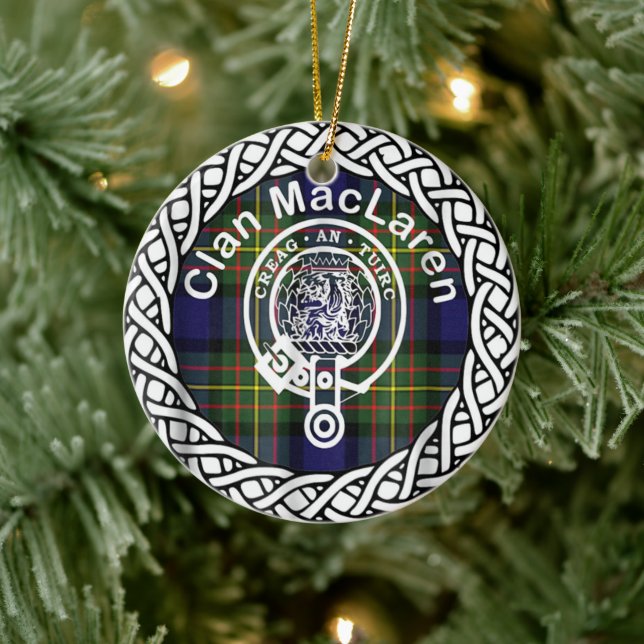 Scottish Clan MacLaren Tartan and Crest Ceramic Ornament (Tree)