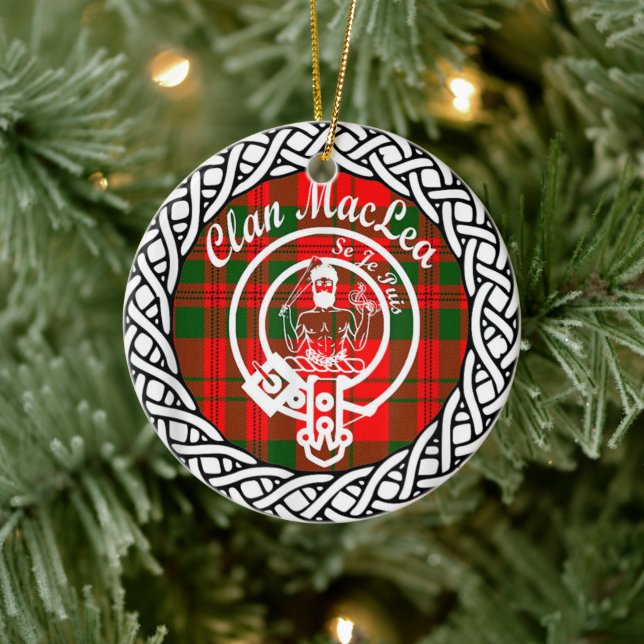 Scottish Clan Maclea Tartan and Crest Ceramic Ornament (Tree)