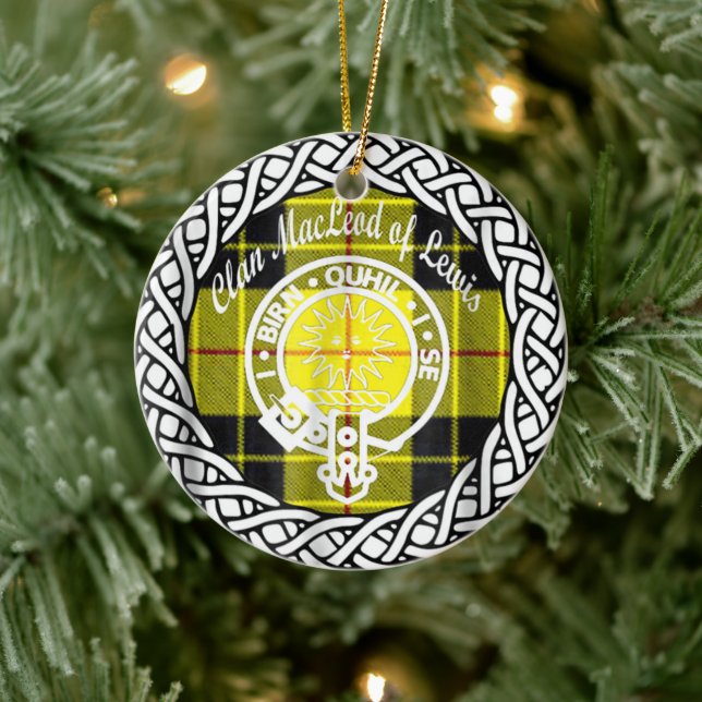 Scottish Clan MacLead Of Lewis Tartan and Crest Ceramic Ornament (Tree)