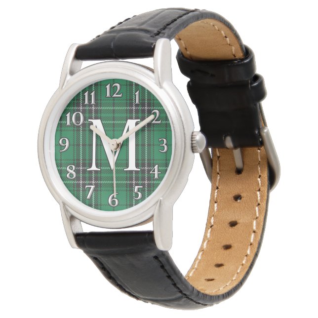 Scottish Clan MacLean M Monogram Hunting Tartan Watch (Angled)
