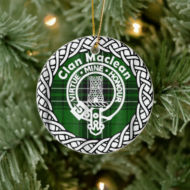 Scottish Clan Maclean Tartan and Crest Ceramic Ornament (Tree)