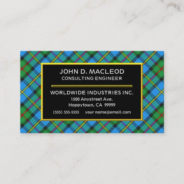 Scottish Clan MacLeod Hunting Tartan Plaid Business Card (Front)