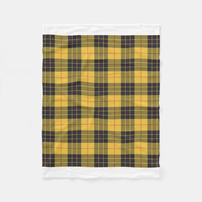 Scottish Clan MacLeod of Lewis Yellow Black Tartan Fleece Blanket (Front)