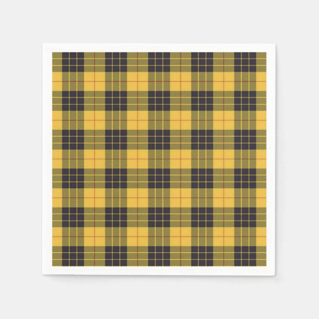 Scottish Clan MacLeod of Lewis Yellow Black Tartan Napkin (Front)