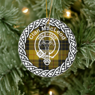 Scottish Clan MacLeod Tartan and Crest Ceramic Ornament
